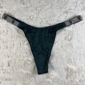 Victoria's Secret Shine‎ Strap Thong Bling Very Sexy Panty Rhinestone Green S. M
